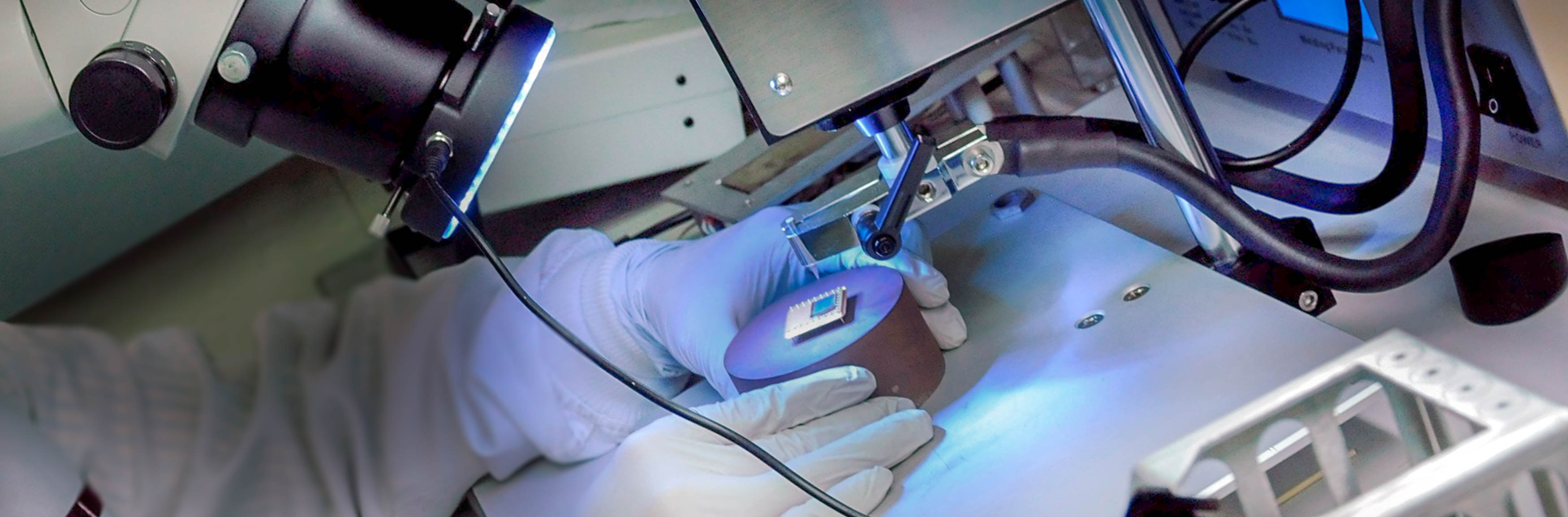 Microchip under telescope