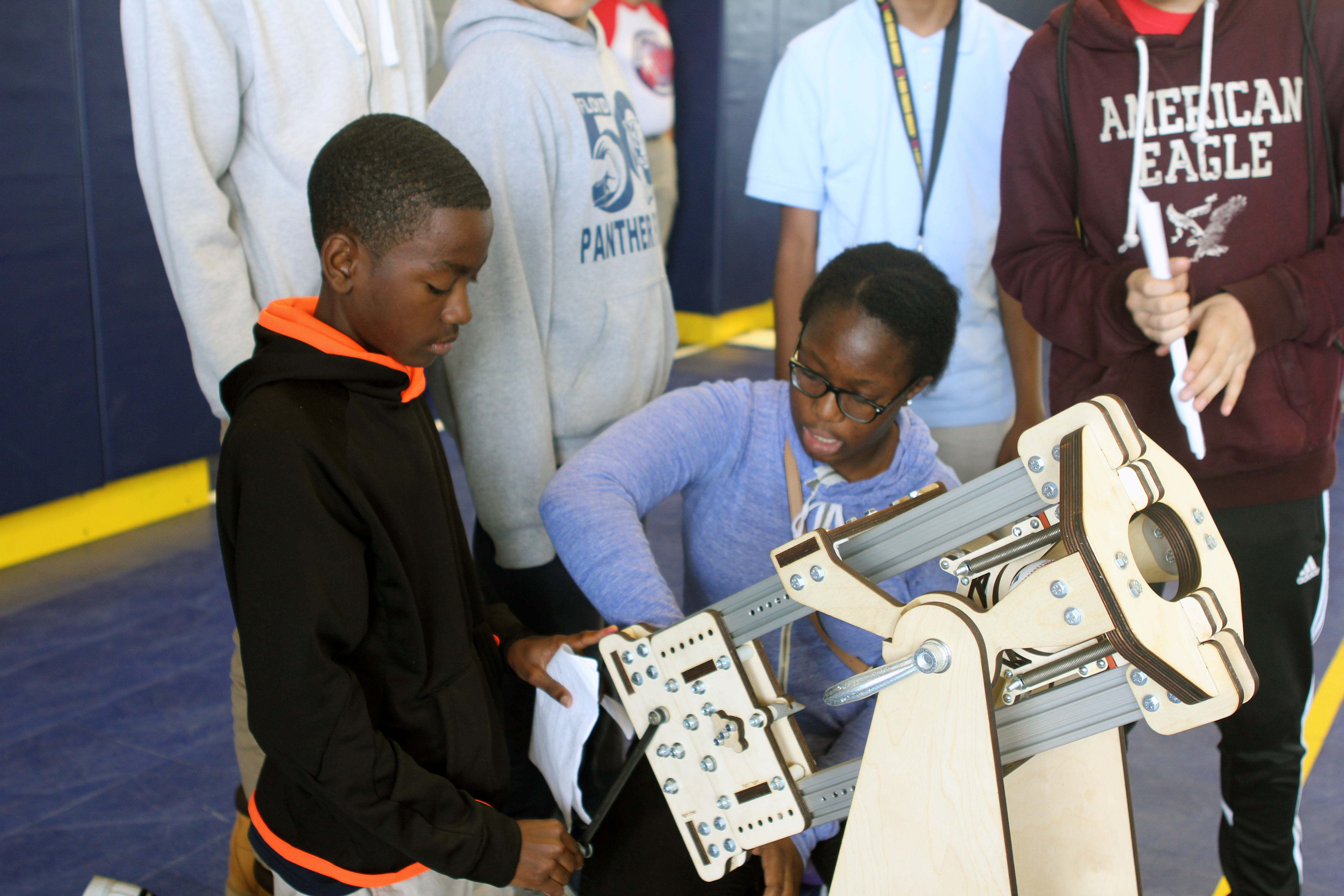 Floyd Middle School team makes adjustments to their launcher