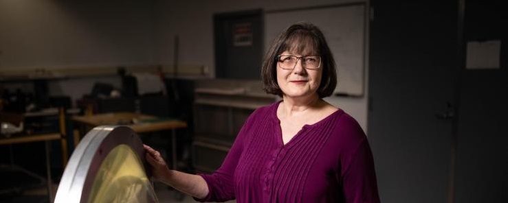 Lynn Fountain, principal research scientist and division chief of the Signals and System Division for the Georgia Tech Research Institute’s Advanced Concepts Laboratory (ACL), stands in a lab in the Centennial Research Building at Georgia Tech. (Credit: Branden Camp)