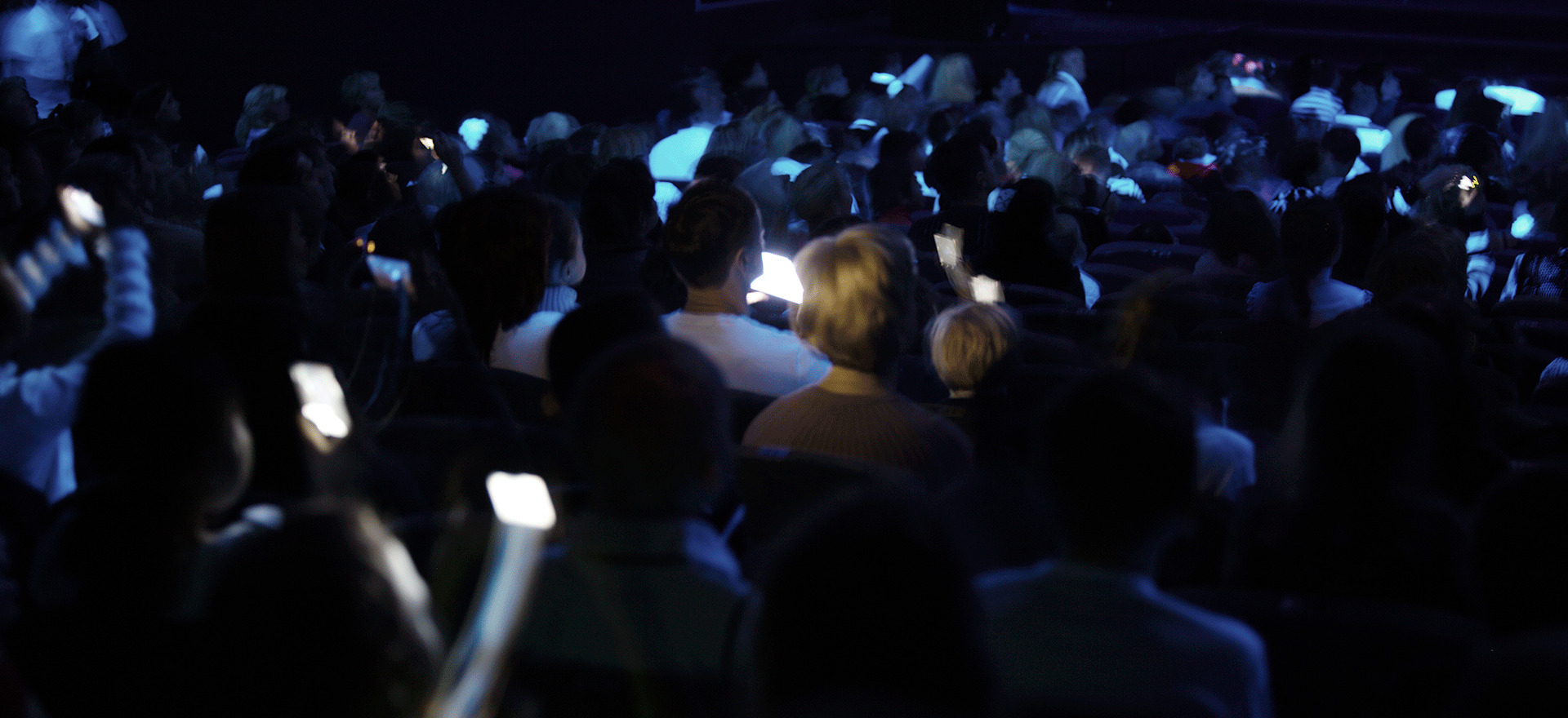 photo: concert crowd holding up smartphones