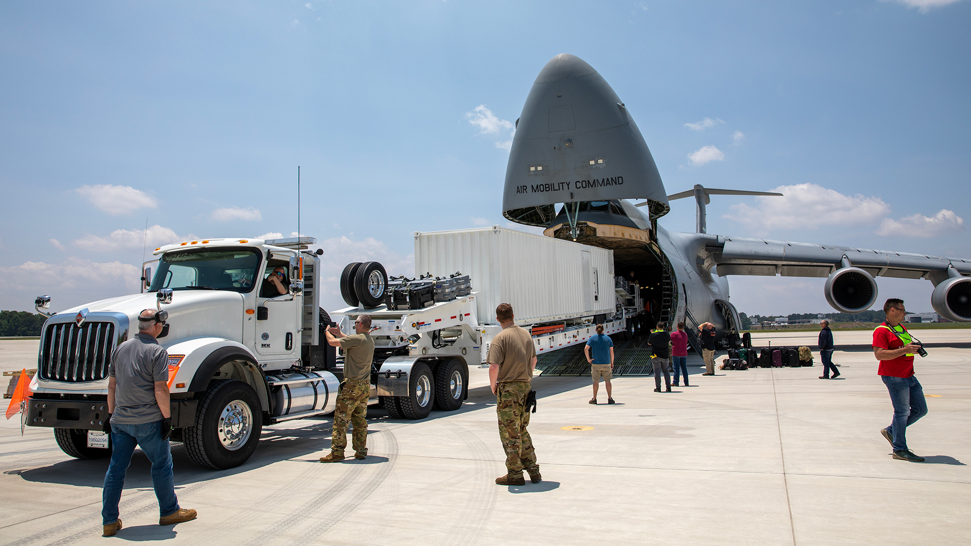 The ARTS-V1 system being loaded into a C-5M Super Galaxy aircraft.