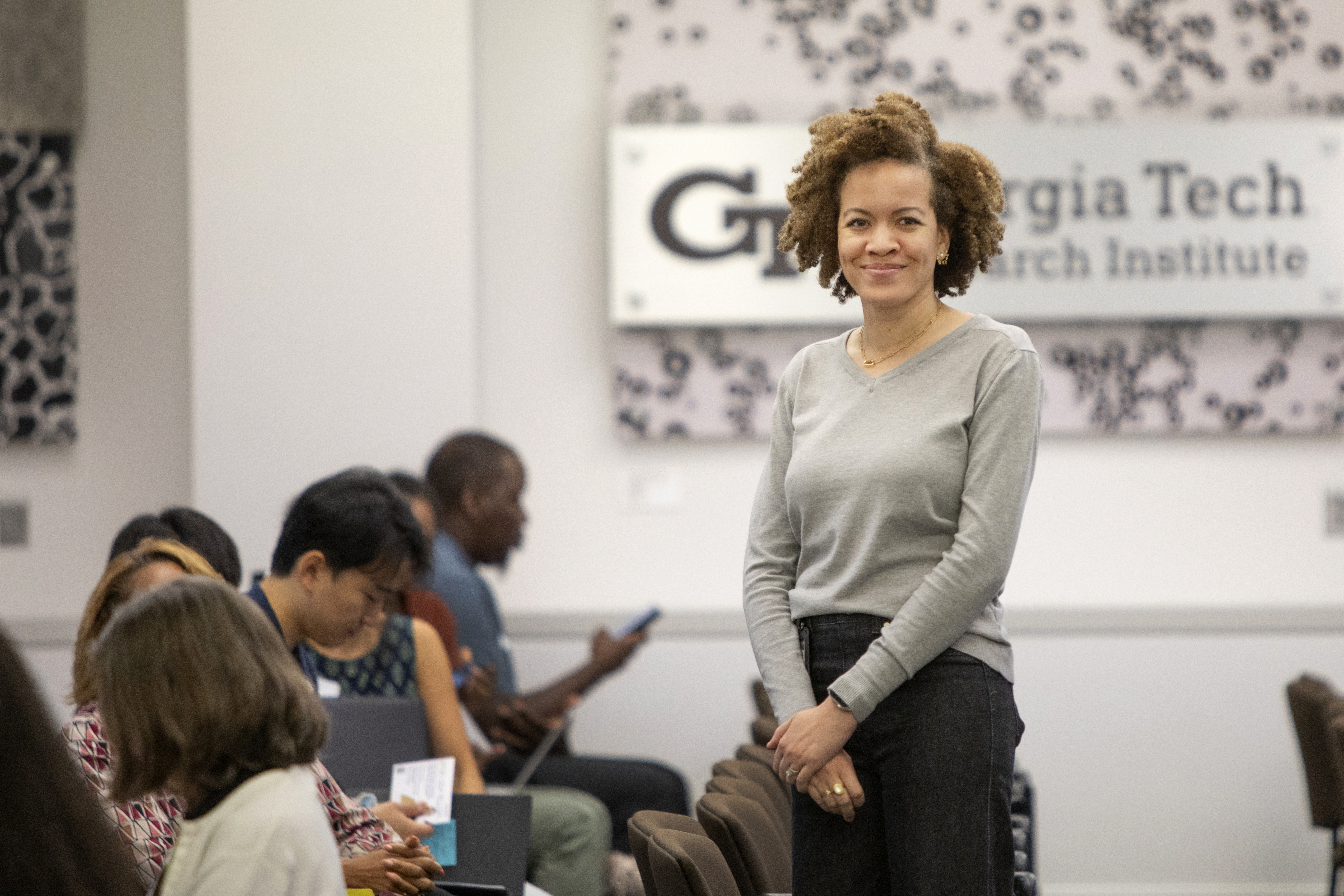 GTRI team member presenting to a classroom