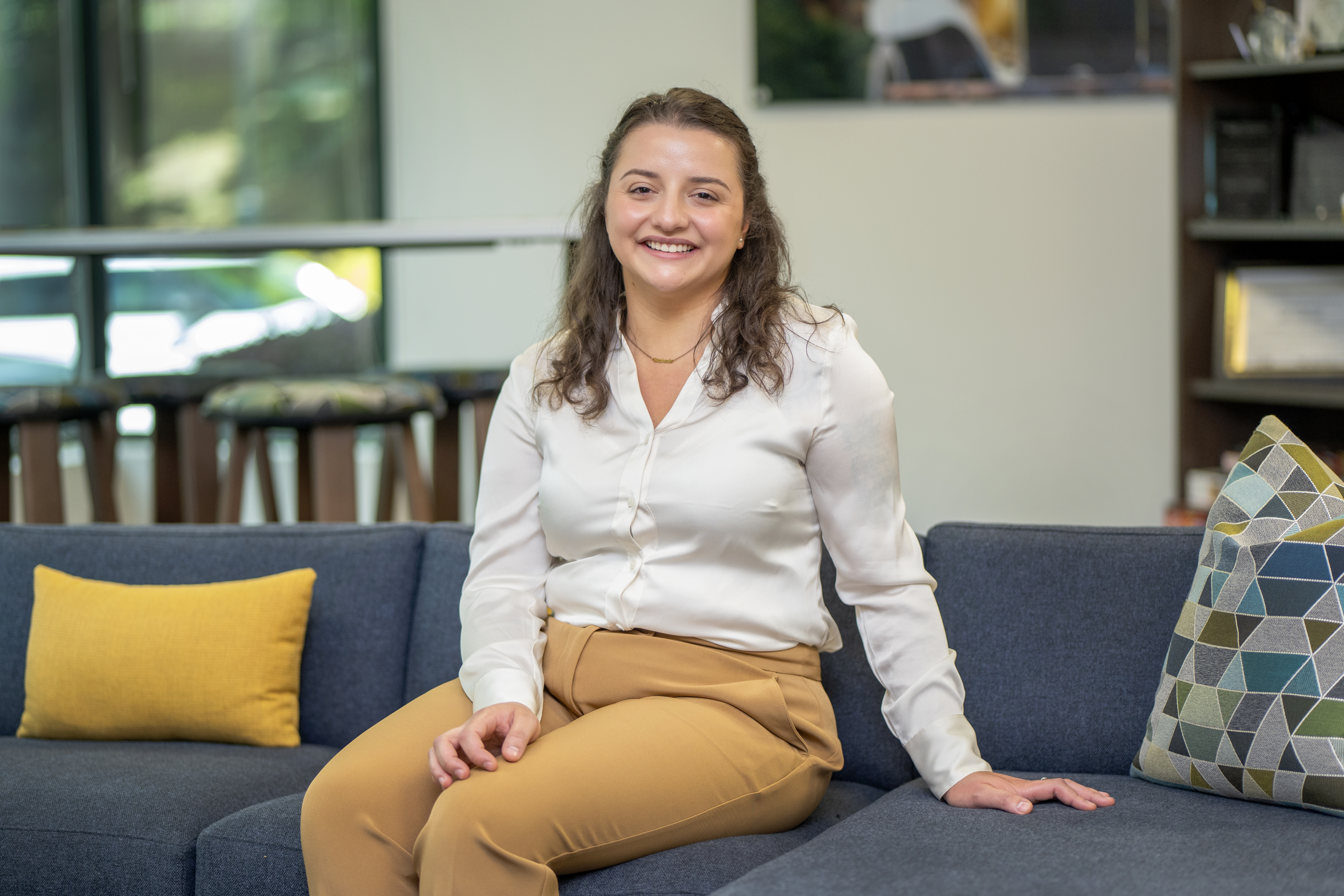 Stephanie Geigel takes a moment to relax during her early days at GTRI (photo credit: Christopher J. Moore, GTRI).