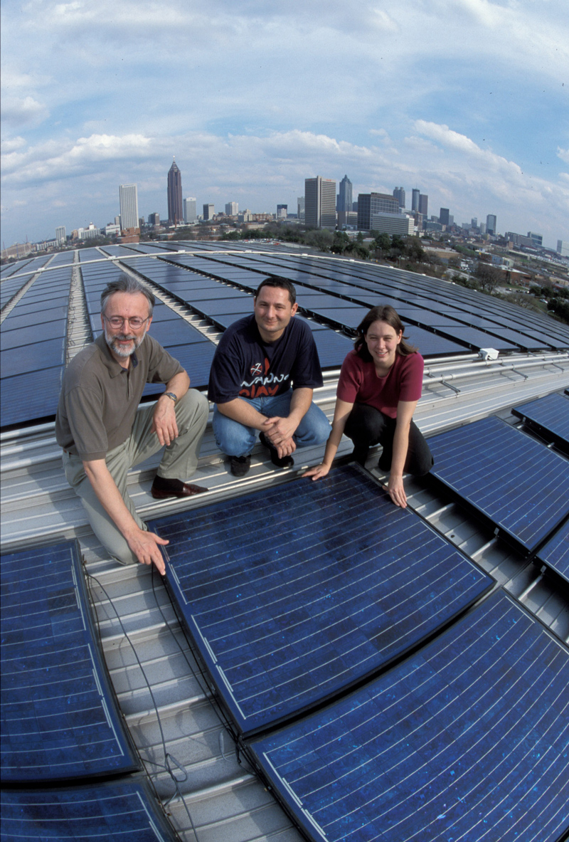 Above the Georgia Tech Aquatic Center, 2,856 solar panels stretched across the roof.