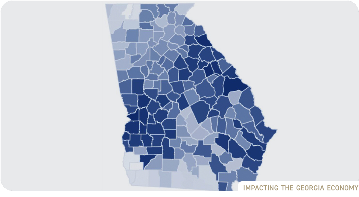 Heat map of state of Georgia showing insurance claims