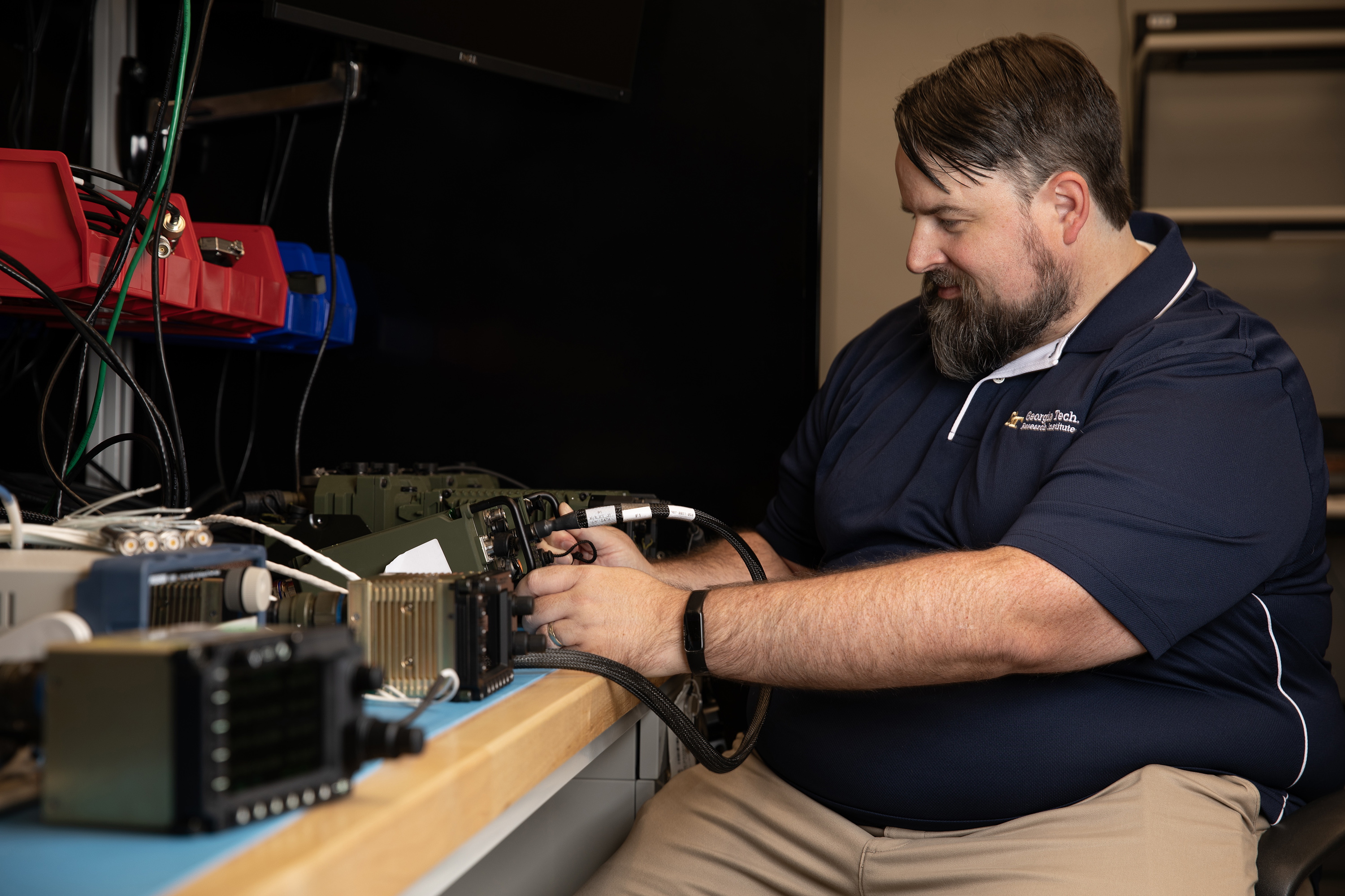 GTRI researcher reconfigures an Air Ground Networking Radio.