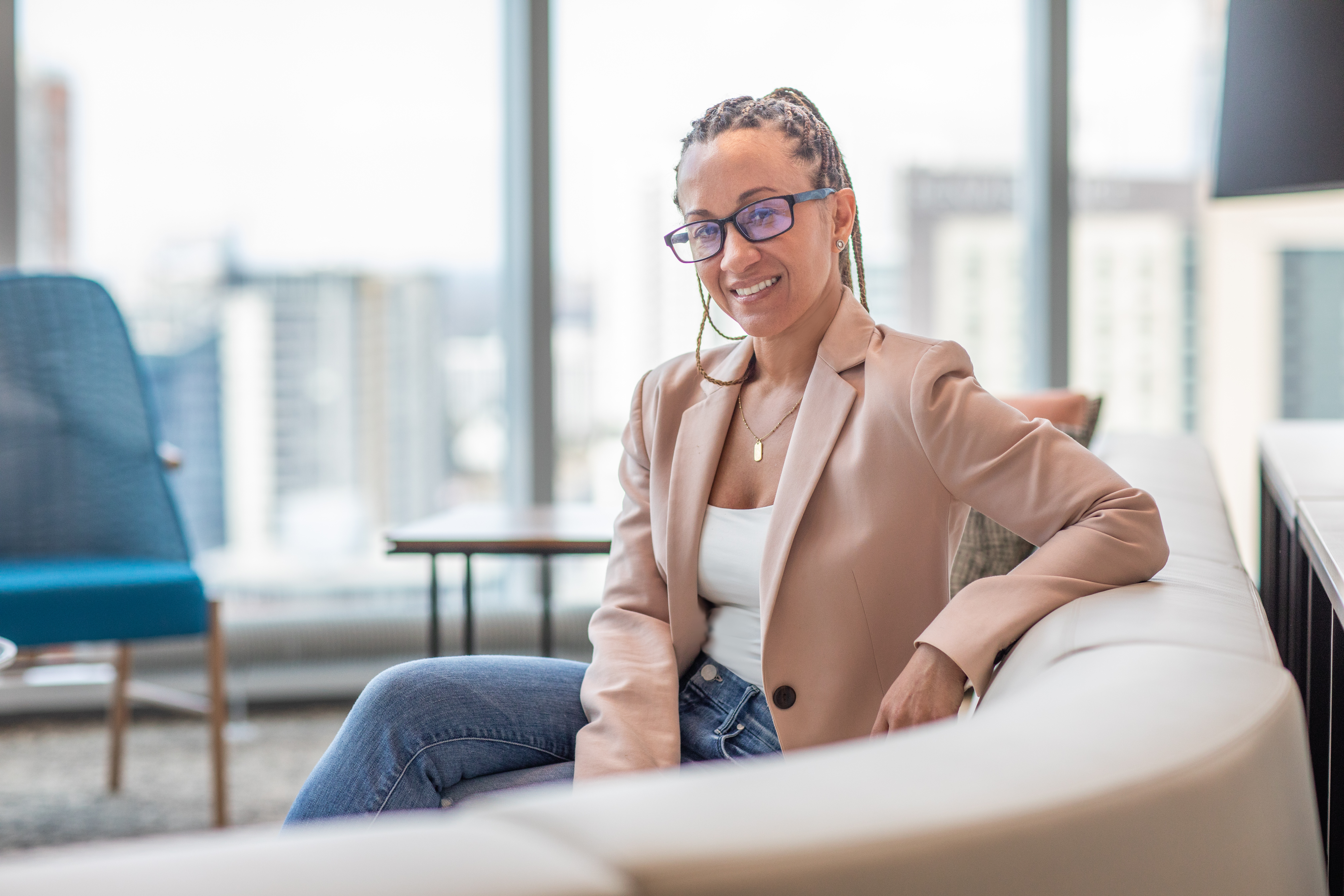 Danika Tynes sits in the Coda building. (Credit: Branden Camp)