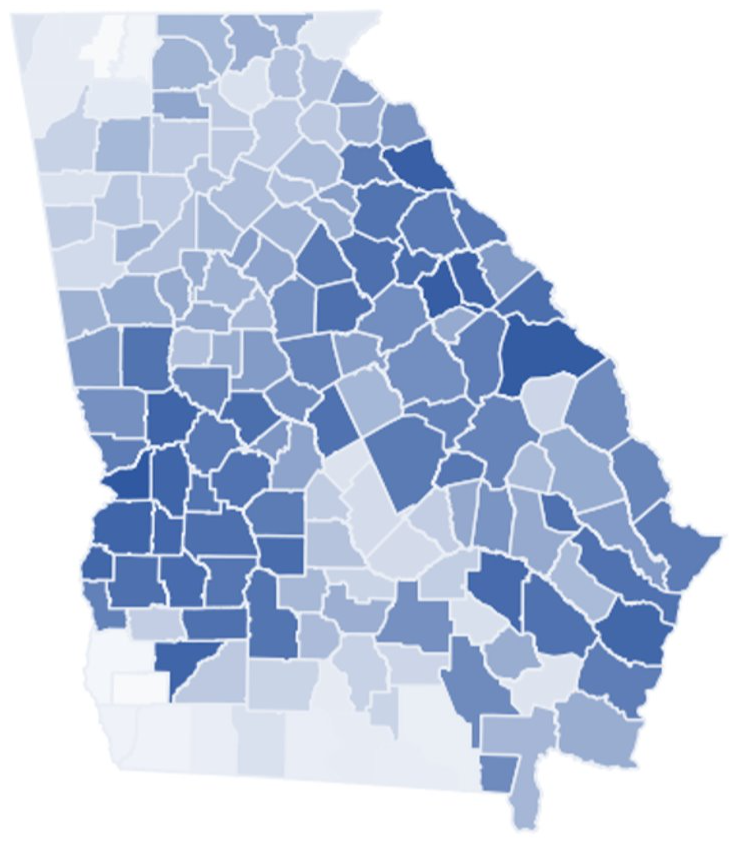 Heat map of health in Georgia