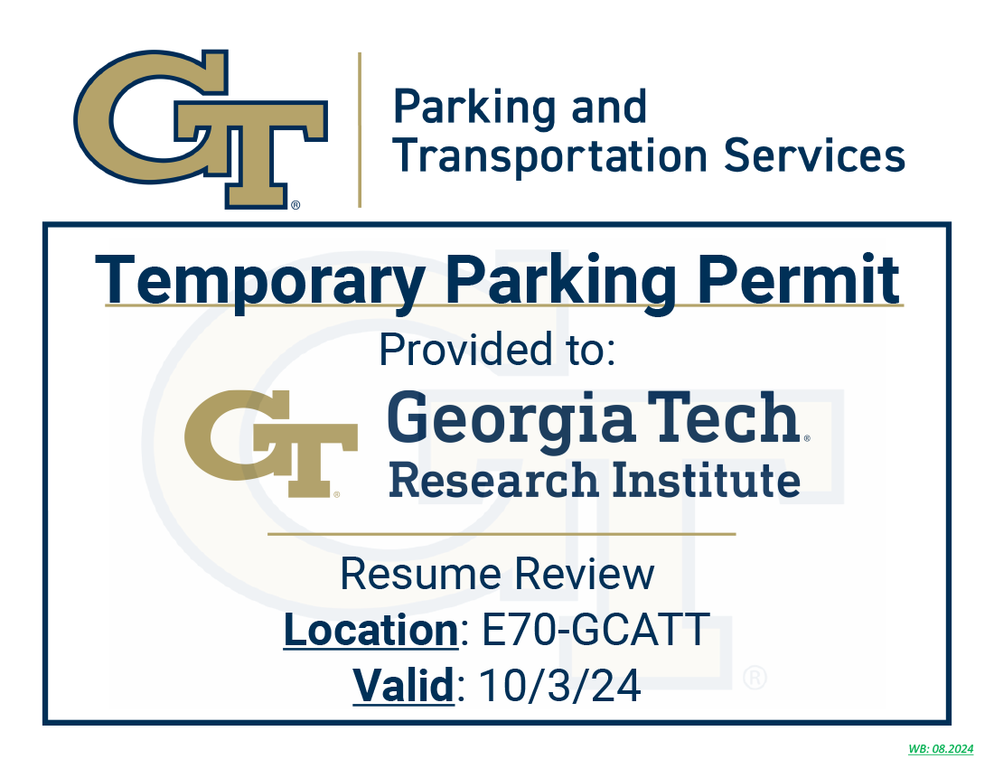 GTRI Resume Review Parking Pass