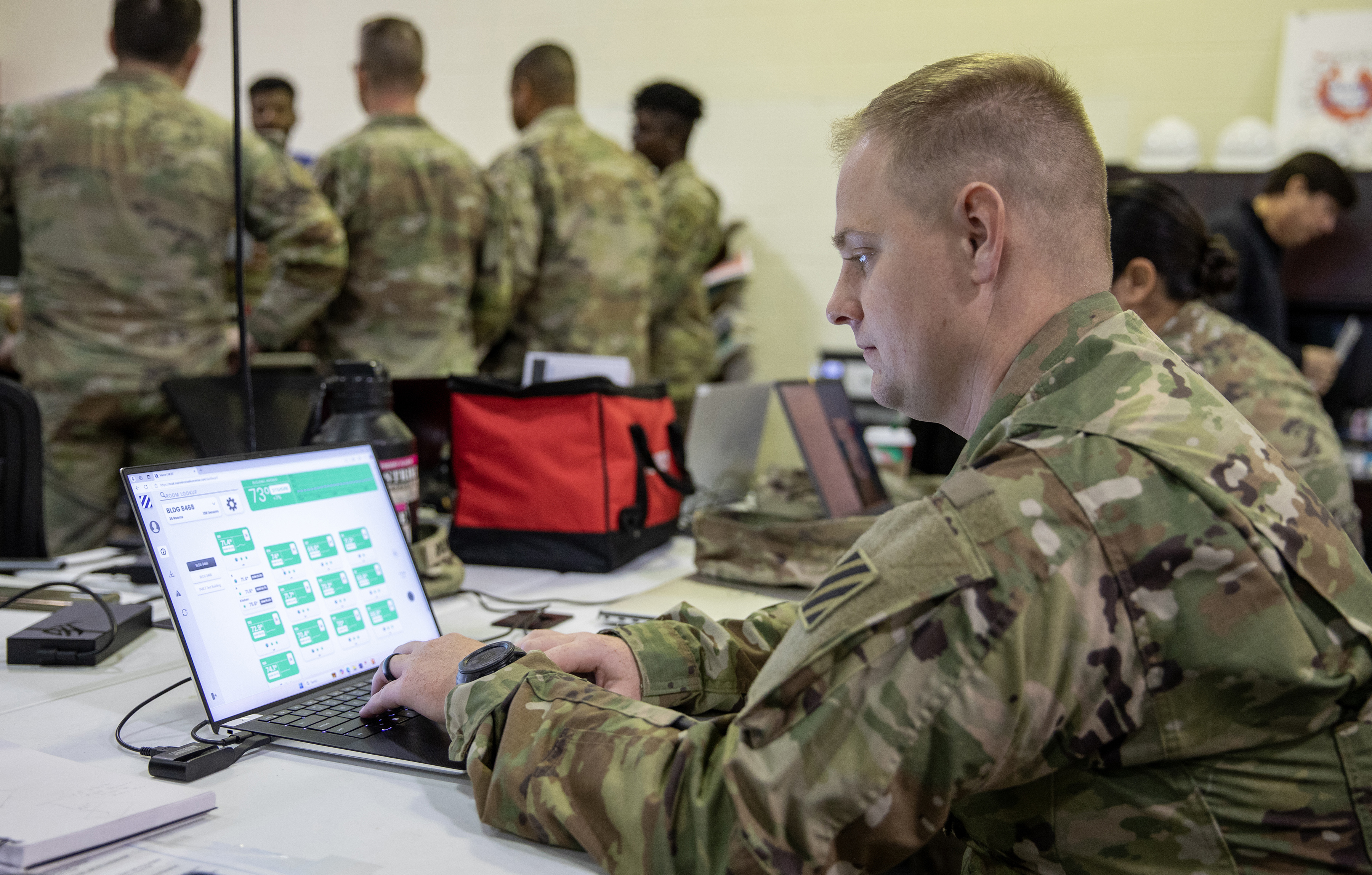 Monitoring conditions in barracks rooms.