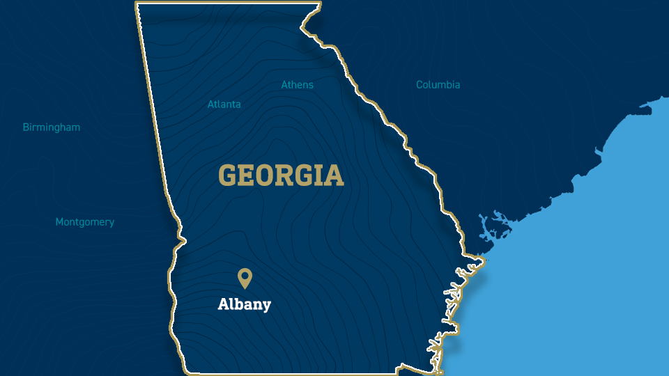 Map of Georgia showing Albany.