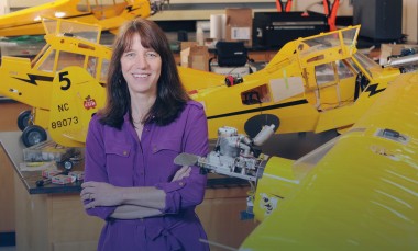 Lora Weiss with aircraft