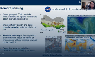 Screenshot from GTRI research scientist Leda Sox's online session about remote sensing, which is the acquisition of information about an object or phenomena without making physical contact with it.