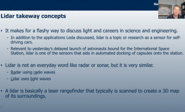 Screenshot from GTRI senior research scientist Jack Wood's online session about lidar, which is a form of remote sensing which uses light waves.