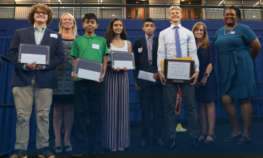 Students at a CyberStart awards ceremony. 