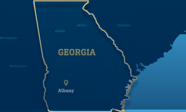 Map showing location of Albany in Georgia
