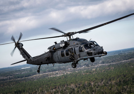 HH-60G Pave Hawk helicopter in flight.