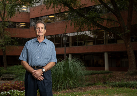 Alan Nussbaum poses for a photo on Georgia Tech's campus. 