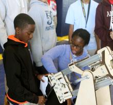 Floyd Middle School team makes adjustments to their launcher