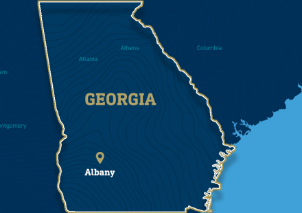 Map showing location of Albany in Georgia