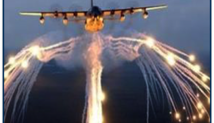 c130 plane with flares