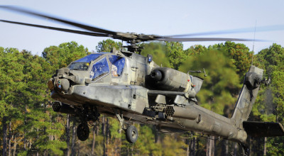 Apache helicopter taking off