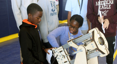 Floyd Middle School team makes adjustments to their launcher