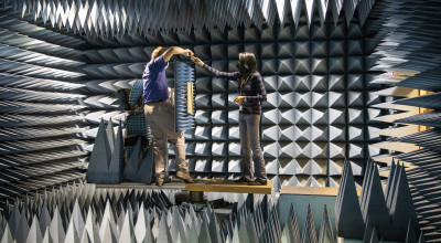 Array panel tested in GTRI anechoic chamber