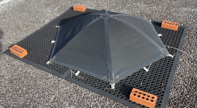 Tent used to shield infrasound sensor