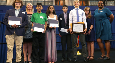 Students at a CyberStart awards ceremony. 