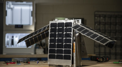 The model of the Lunar Flashlight in GTRI's SEEDLab makerspace.