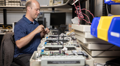 Researcher tests lightning mapping array units