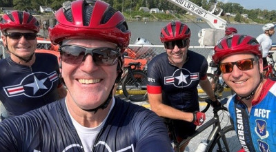GTRI bike riders with helmets and sunglasses